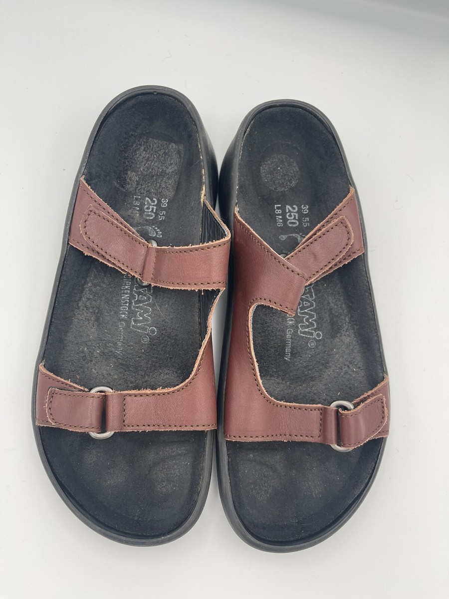 Birkenstock TATAMI Brown Leather Double Strap Black Sandals