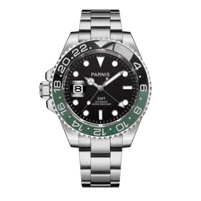 PARNIS Saphirglas Herren 40mm Automatische GMT Armbanduhren Uhren Drehlünette