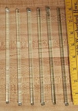 Zestaw 6 vintage przezroczystych szklanych pałeczek Swizzle Sticks Barware Chem Lab Mieszadła 8 cali