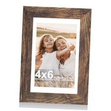 4x6 Picture Frame with Glass, Display Pictures 3.5x5 with 4X6 in Rustic Brown