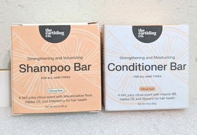 The Earthling Co. Citrus Sun Shampoo & Conditioner Bar Strengthen Moisturize New