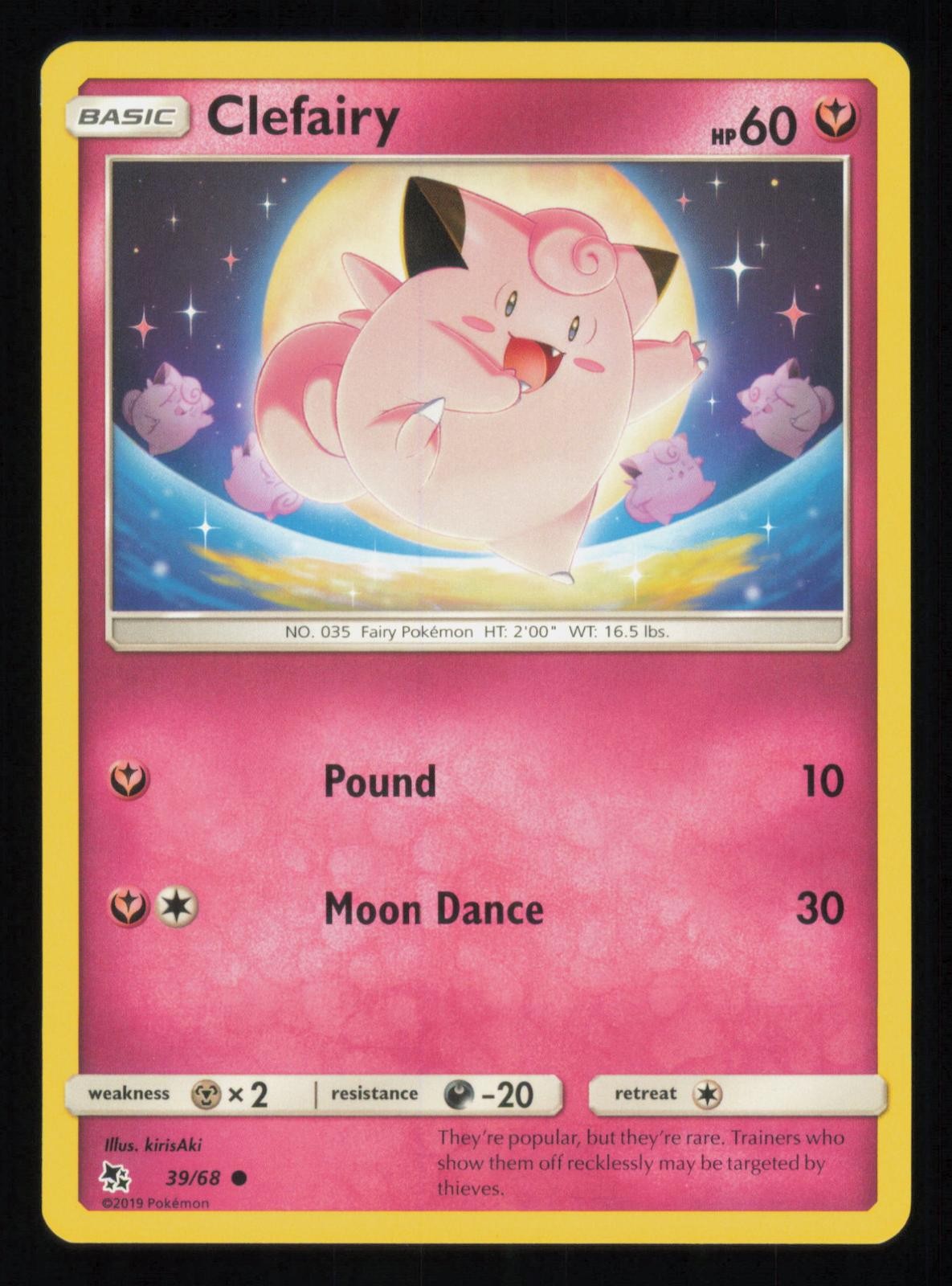 CLEFAIRY 39/68 COMMON HIDDEN FATES NM/M POKEMON
