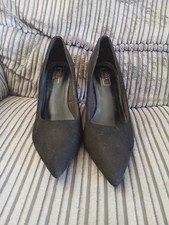 M&S Collection Insolia Black Suede Stiletto Heel Shoes - Size UK 7