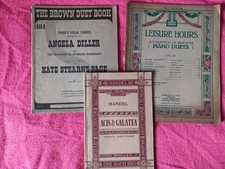 3 stare książki fortepianowe vintage. 2 X duety.  Acis & Galatea By Handel.