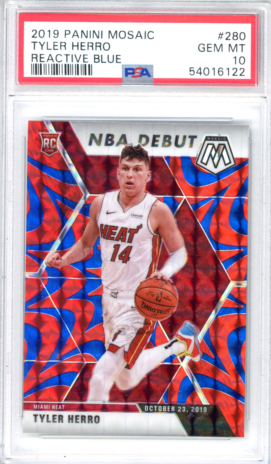 2019 PANINI MOSAIC TYLER HERRO REACTIVE BLUE #280 RC PSA 10 GEM MINT