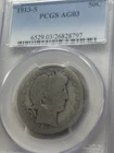 1913-S PCGS 50C AG03 Silver Barber Half Dollar Coin No Reserve!