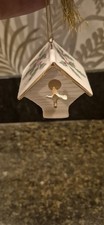 Lenox Holly Berry Porcelain Birdhouse Christmas Ornament