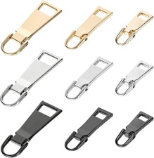 9-Pcs Metal Zipper Pull Replacements Detachable Handles 3 Sizes for Bags Jackets
