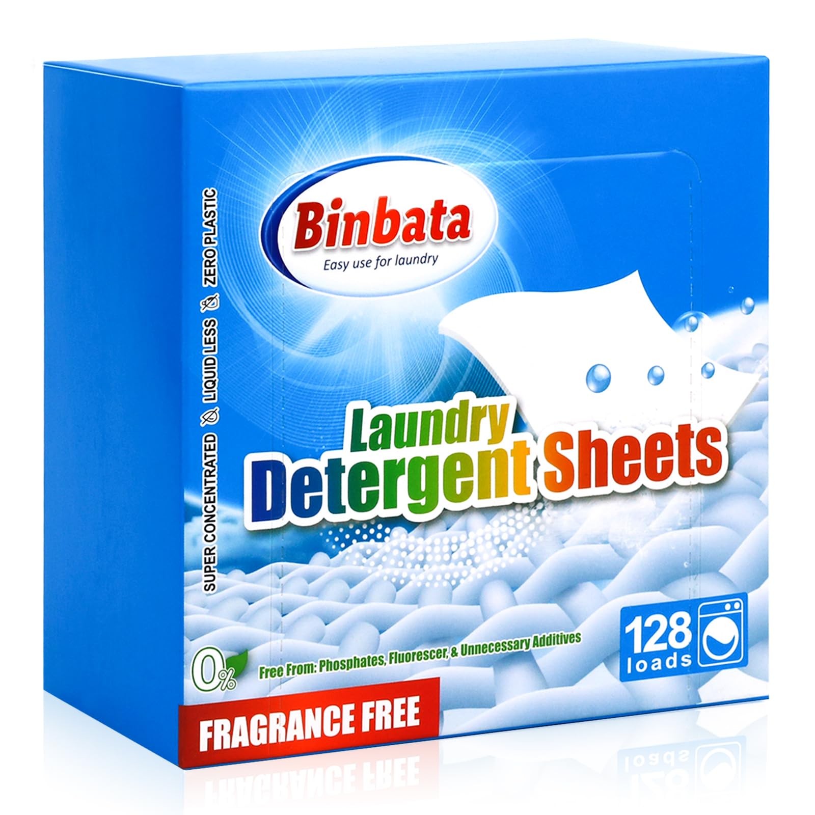 Binbata Laundry Detergent Sheets Up to 128 Loads, 128 Count (Pack of 1)