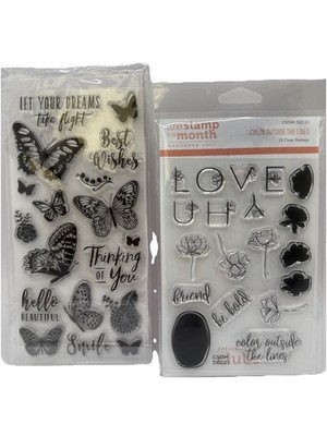 Lot Of 2 Stamp Sets Michaels Butterflies Spellbinders Color Outside The Lines