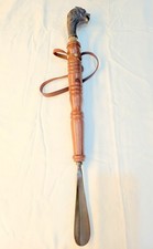 Solid Brass Lion Shoe Horn 23" Long Handle Handmade Animal Dressing Aid India