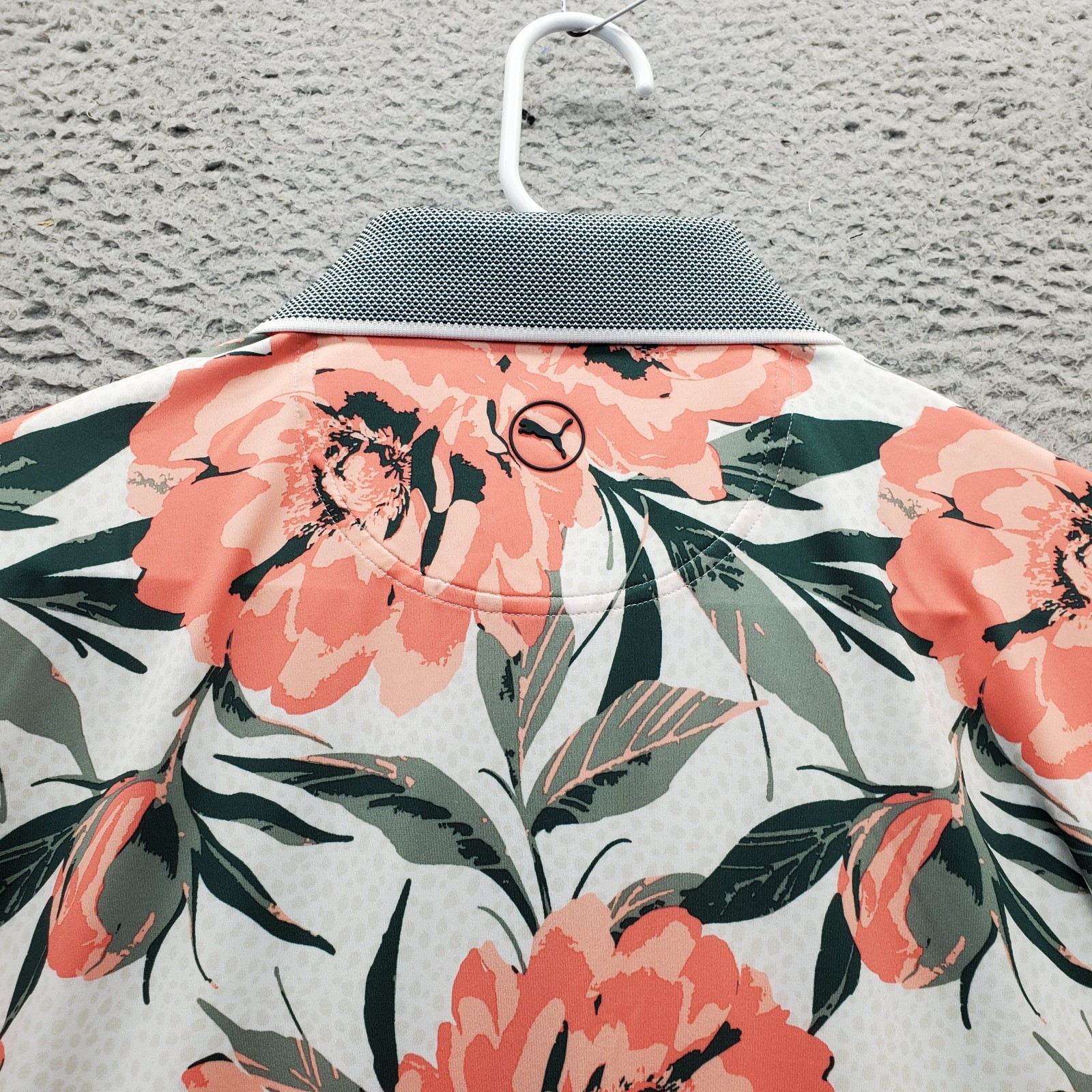 PUMA Golf Polo Shirt Mens Large Multi Floral Mattr Beautiful Game Slit 628836-01 thumbnail 10