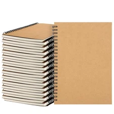 24 Pack A5 Bulk Spiral Notebooks with Kraft Cover, 8.3 x 5.8 Inch 120 Pages H...