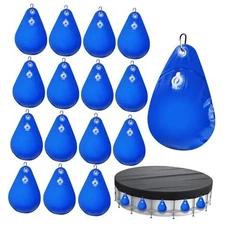 16Pcs Pool Cover Weights with Hooks, Swimming Pool Cover Hanging Blue-16Packs