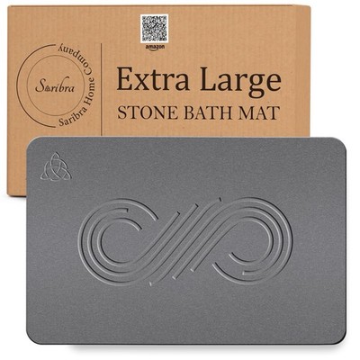 XLarge Stone Bath Mat, 32''x20'' Non-Slip Diatomaceous Earth Stone Quick Drying