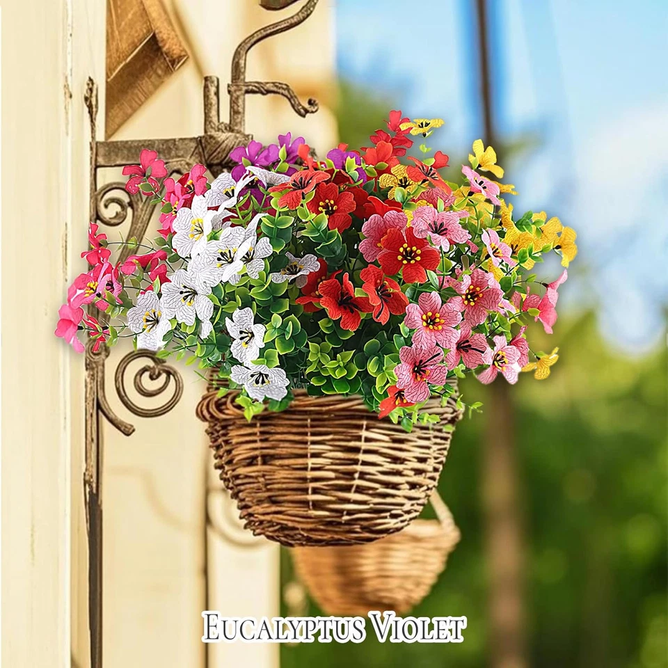 7 Mazzi Di Fiori Artificiali, Piante Finte Resistente Ai Raggi UV, Fiori Decorat - Immagine 4 di 4