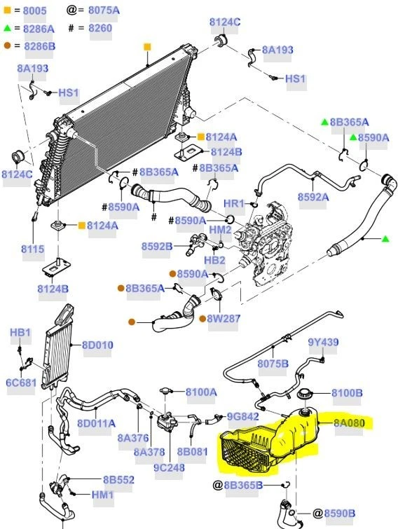9C3Z8A080AA 08-10 Super Duty F250 F350 OEM Ford depósito de refrigerante 6,4 L diésel Foto 3 de 3