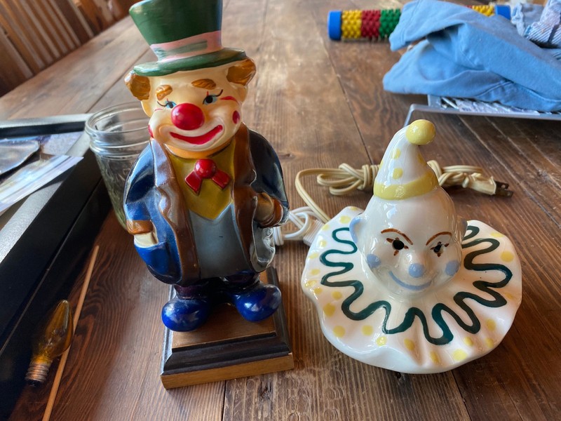 2 CLOWNS BOTH LIGHT UP VINTAGE OLD