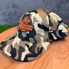 Jurassic World Kids Camouflage Snapback Hat T-Rex Rubber Patch Green Camo Cap