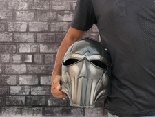 Casco Calavera Caballero Medieval - Casco Guerrero Acero Negro Disfraz LARP Juego de Rol