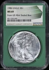 1986 $1 American Silver Eagle NGC MS 69 | From US Mint Sealed Box UNC BU
