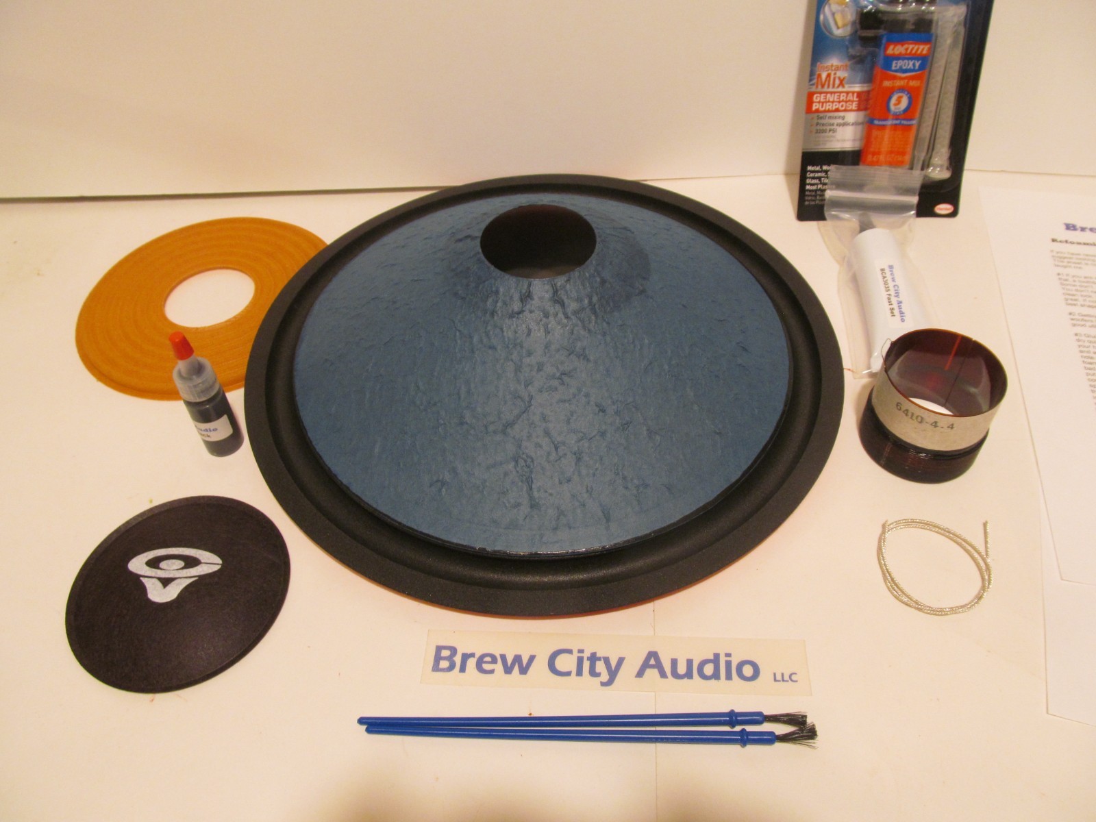12" 4 Ohm BLUE CONE Recone Kit for Cerwin Vega 122s4 woofer S1
