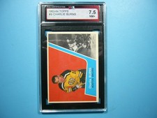 1963/64 TOPPS NHL HOCKEY CARD #9 CHARLIE BURNS KSA 7.5 NM+ SHARP+ 63/64 TOPPS