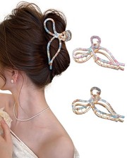 ACECHA 2 Pack Bow Hair Claw Clips for Women, 1 Count (Pack of 2), A-Floral