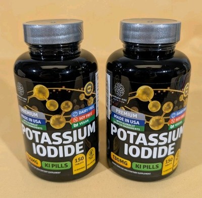 2 PK Anti Radiation P Iodide Tablets 130mg 150 caps adults & children 
