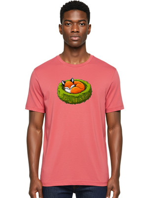Sleeping-Fox-5 Mens Graphic Tee, 100% Cotton, Casual Summer Wear