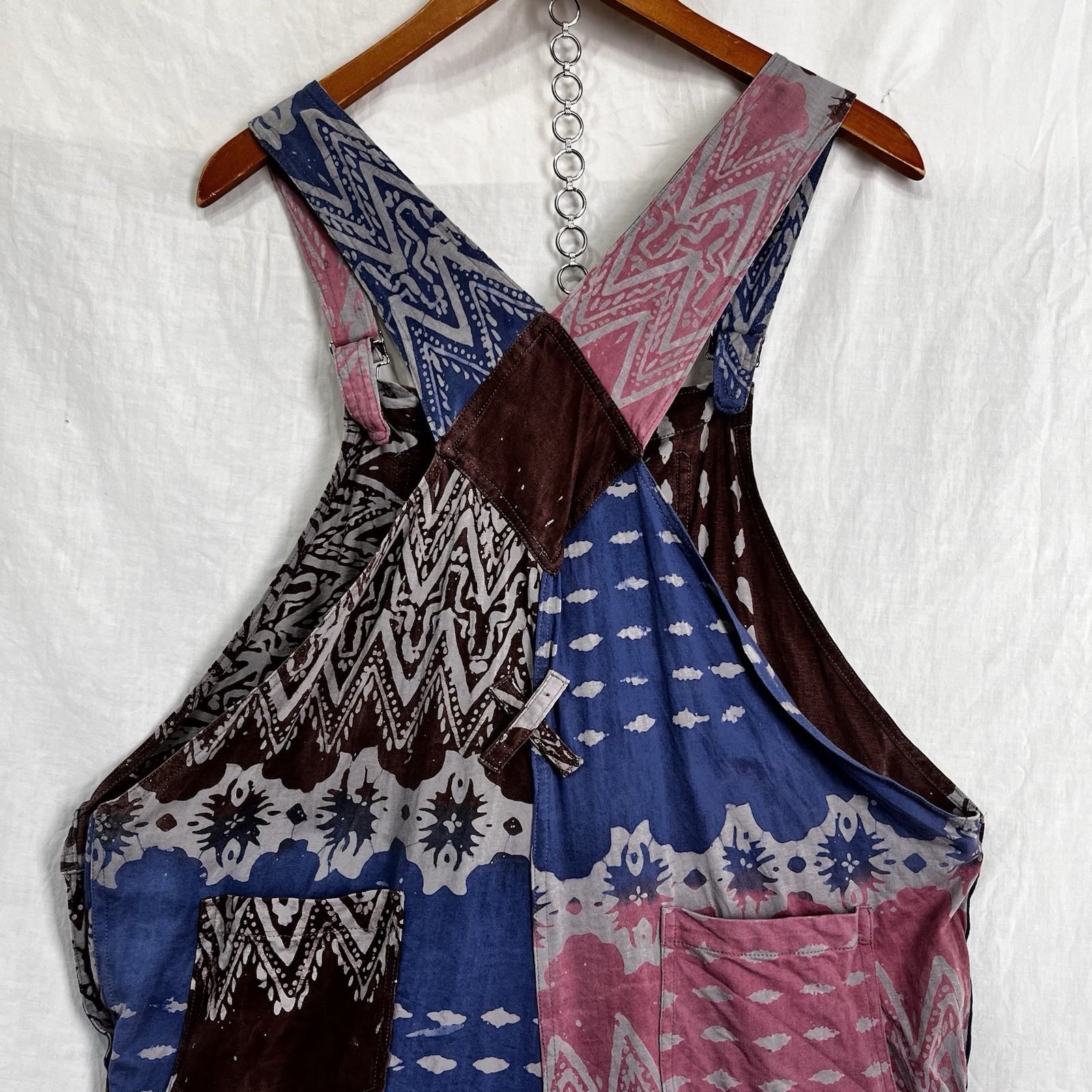 Batik Patchwork Shortalls Medium Large Colorful C… - image 16