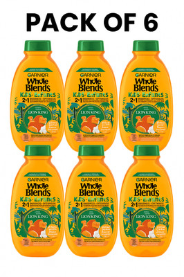 6 PACK Garnier Whole Blends Kids 2-in1 Shampoo, Apricot and Cotton Flower 250 mL