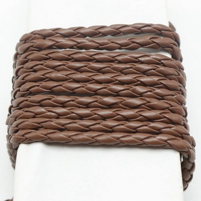 16.4 Feets Coffee Braided Bolo PU Leatherette Jewelry Cord  4mm For Bracelets