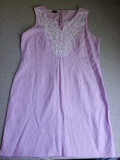 Talbots Dress 12 P Linen Embroidered Shift Resort Beach Cruise Bohemian Lilac