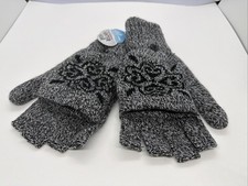 winter knit fingerless gloves with a snowflake pattern