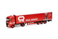 Herpa 318860 Mercedes-Ben Actros Streamspace Gardinenplanen-Sattelzug Riga Mainz