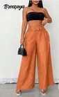 High-Waist Wide Leg Palazzo Pants – Emerald orange  Flowy Lounge Trousers — photo 3