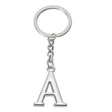 Initial Letter Key Chain Letter a Key Chain Pendant Key Ring Silver