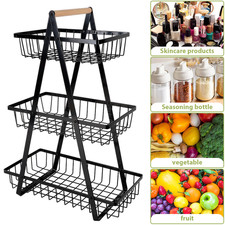 3 Tier Fruit Basket Handle Holder Rack Vegetable Bowl Storage Stand Dining Unit