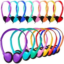 Classroom Headphones Bulk 36 Pack Kids Teens Students Earphones 3.5mm Multi C...