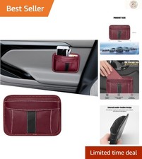Wine Red Leather Car Gap Storage Bag - Effortless Installation  Accessibility