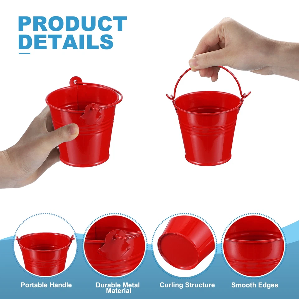 6 piezas cubos pequeños de metal de 2,7"x2,3" con mango mini cubo galvanizado 6 colores Foto 3 de 4