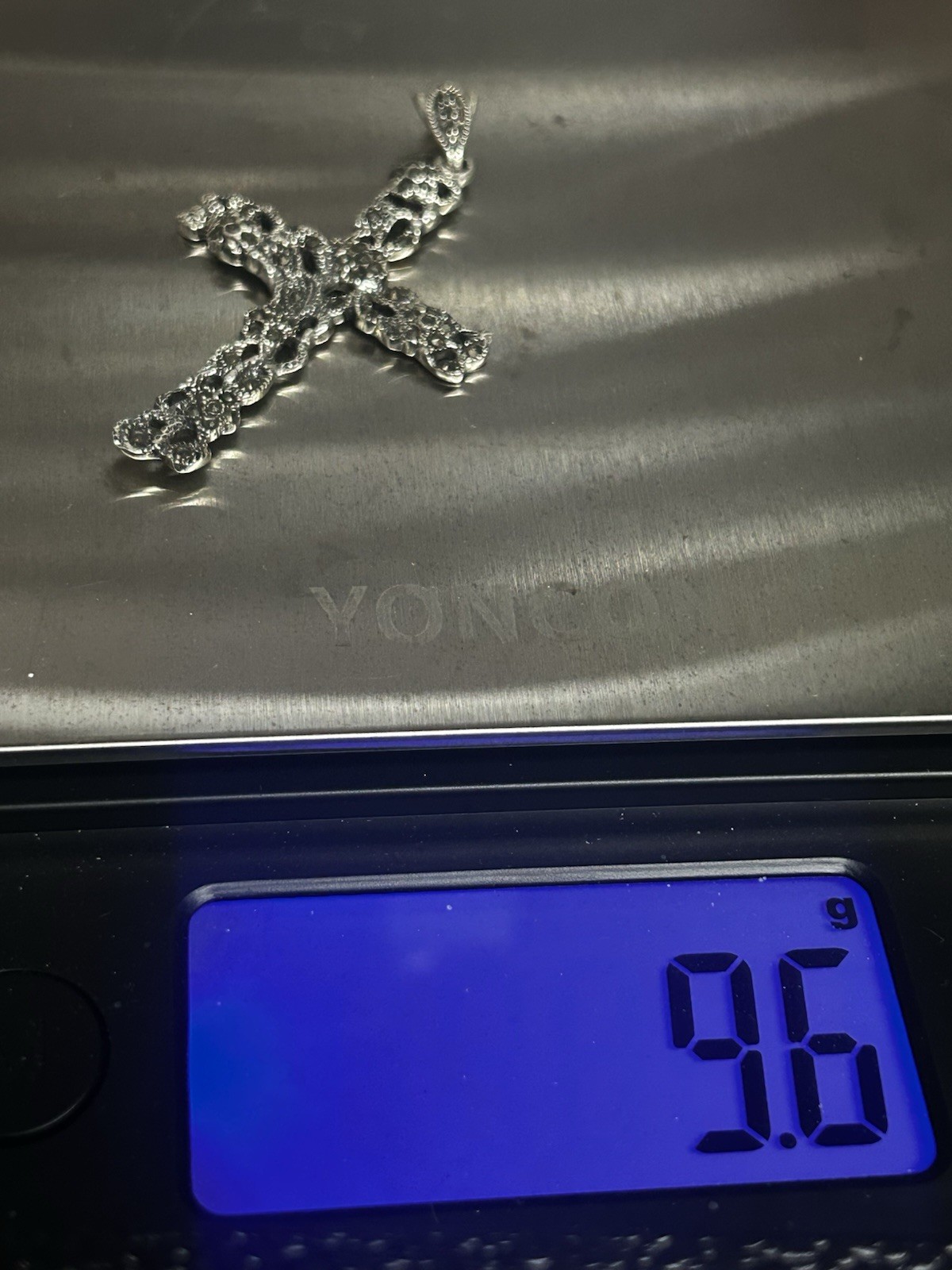 Brutalist Sterling Silver Large Cross Pendant - image 4