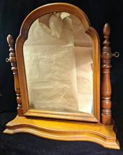 Antique Wood Tabletop Vanity Dressing Table with Falconer Durever Swivel Mirror