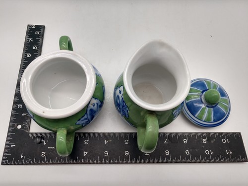 April Cornell Sugar Bowl Lid Creamer Set Fish Nautical Blue Green Vintage - Picture 10 of 10