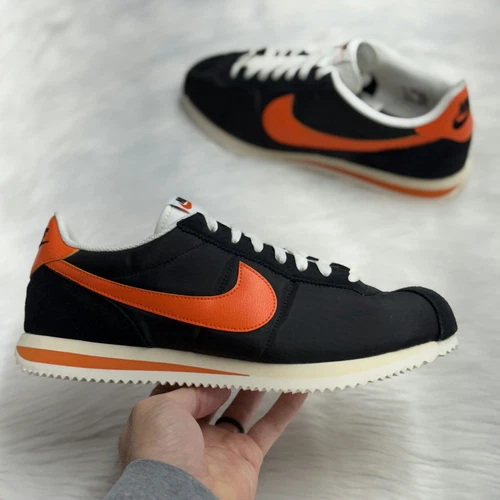 Nike Cortez TXT Black Sail Safety Orange Mens HF0263-003 VNDS Sz 11.5