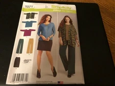 Simplicity Pattern 1071 Misses EASY Knit Skirt~Pants~Loose Fitting Top & Vest
