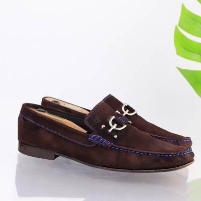 Donald Pliner Mens Dacio Loafer Size 11.5 Brown Suede Blue  display picture 1