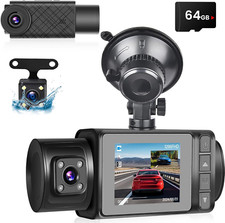 64GB Dash Cam Car Front Rear 1296P Rear View Camera Security Camera Video Cam