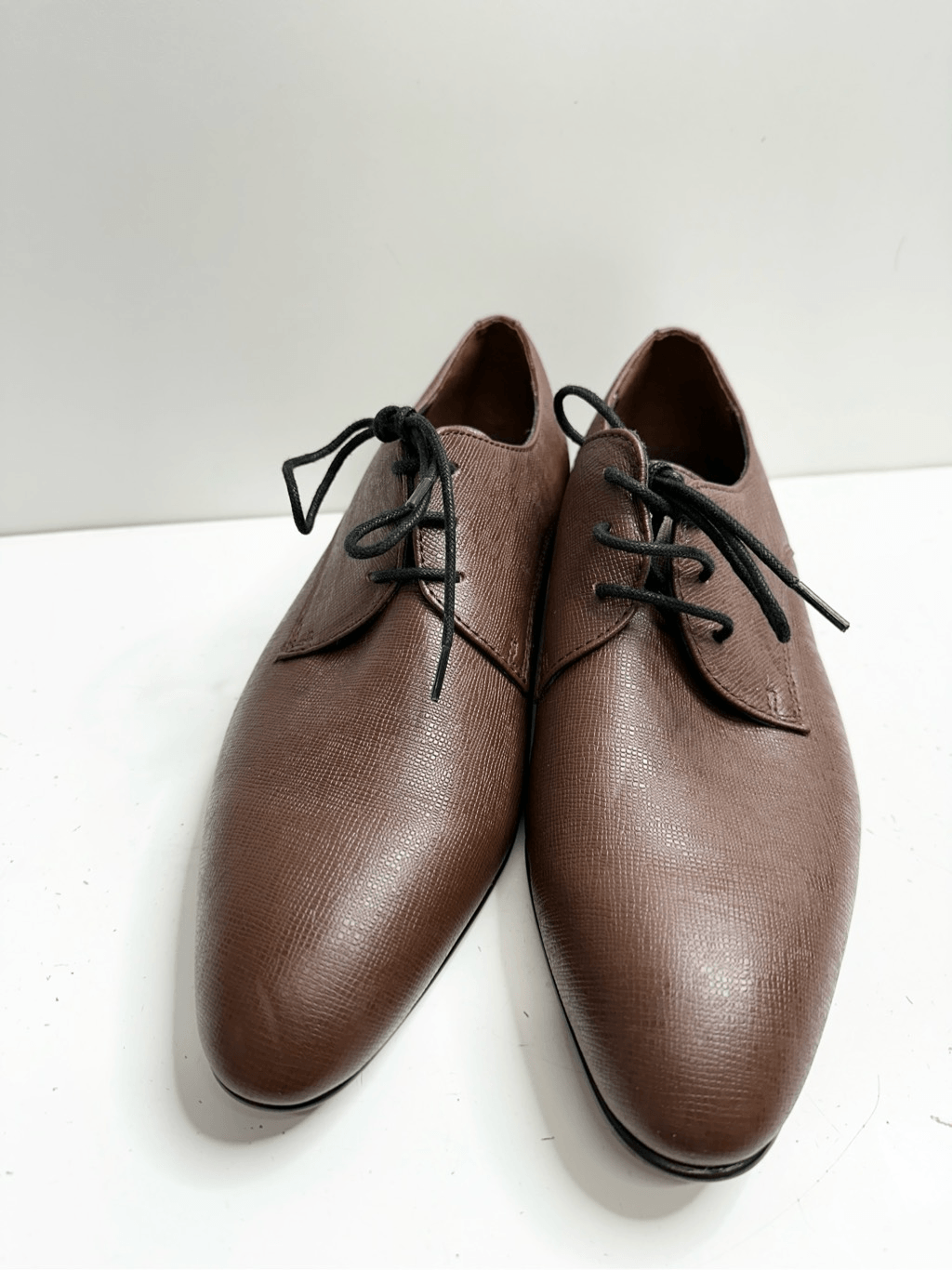 SAOLA Scarpe BP Derby uomo taglia 9 5 marrone pelle testurizzata scarpe punta liscia NUOVE